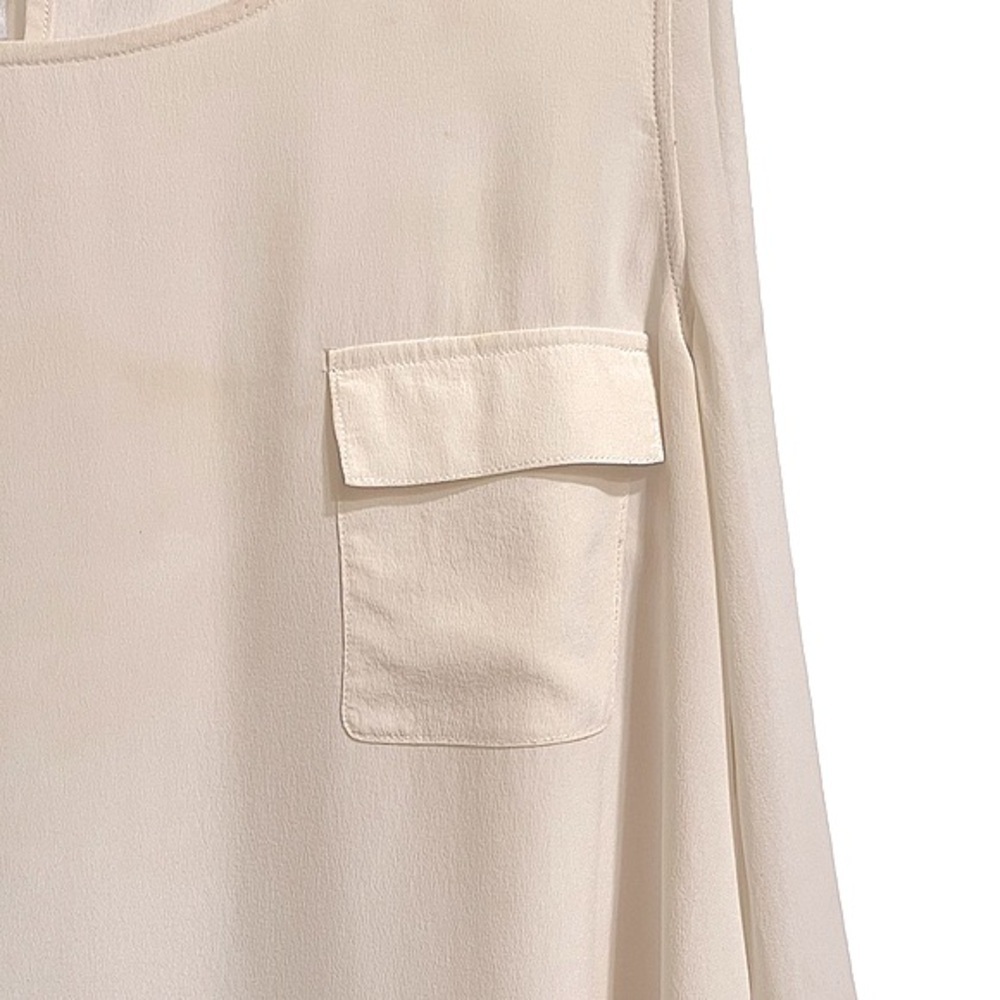 Chris Benz Semi Sheer Beige Silk Crepe Popover Top Tie Neck Size 8 - Picture 4 of 12